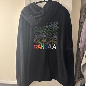 Pangaia Black Hoodie with Multicolor Text
